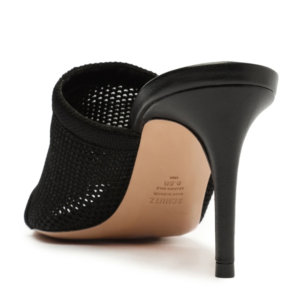 SCHUTZ Sinara Knit Mule Heeled Sandal In Black Size 6.5 - Picture 4 of 15